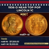 1936-d Lincoln Cent Near Top Pop 1c ms67+ rd SEGS