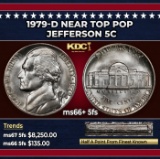 1979-d Jefferson Nickel Near Top Pop 5c ms66+ 5fs SEGS