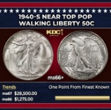 1940-s Walking Liberty Half Dollar Near Top Pop 50c ms66+ SEGS