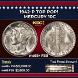 1942-p Mercury Dime TOP POP! 10c ms68+ FSB SEGS