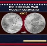 1991-d Korean War Modern Commem Dollar $1 ms70 SEGS