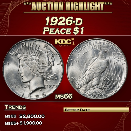 1926-d Peace Dollar $1 ms66 SEGS