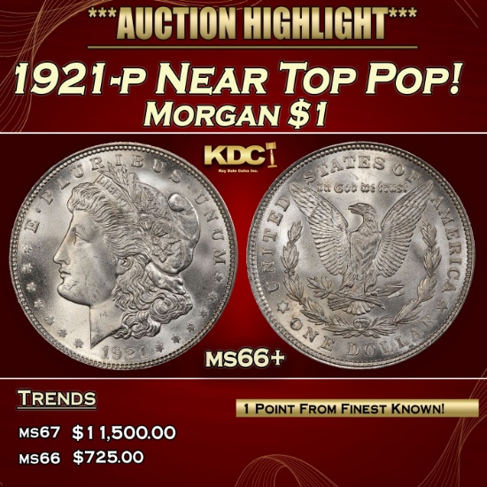 1921-p Morgan Dollar Near Top Pop! $1 ms66+ SEGS