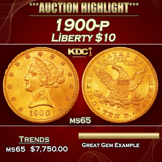 1900-p Gold Liberty Eagle $10 ms65 SEGS