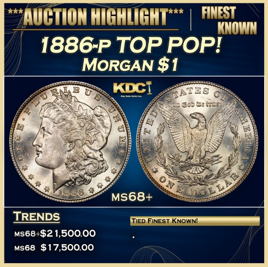 1886-p Morgan Dollar TOP POP! $1 ms68+ SEGS