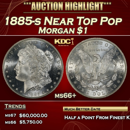 1885-s Morgan Dollar Near Top Pop $1 ms66+ SEGS