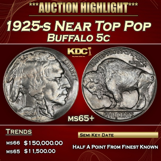 1925-s Buffalo Nickel Near Top Pop 5c ms65+ SEGS