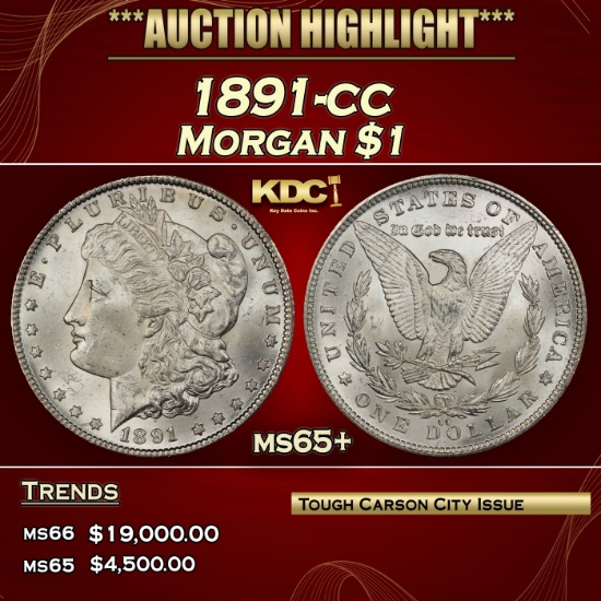 1891-cc Morgan Dollar $1 ms65+ SEGS