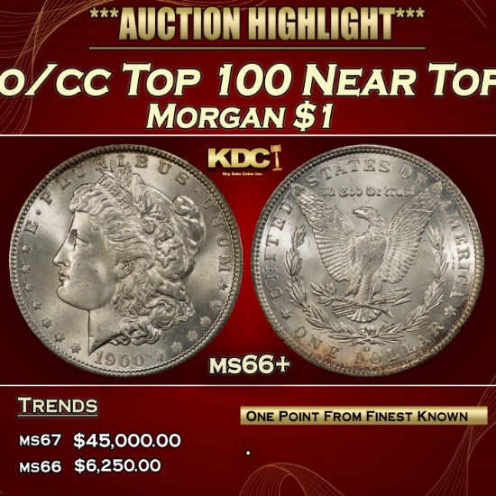 1900-o/cc Top 100 Morgan Dollar Near Top Pop $1 ms66+ SEGS