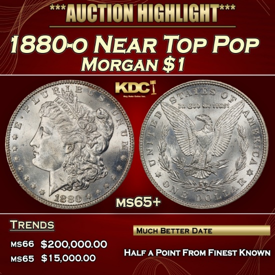 1880-o Morgan Dollar Near Top Pop $1 ms65+ SEGS