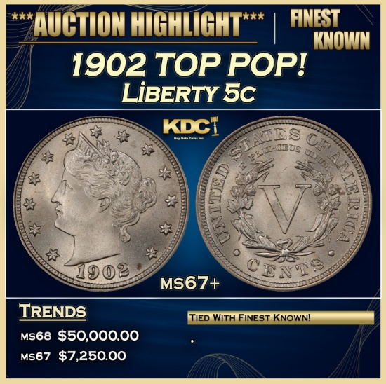 1902 Liberty Nickel TOP POP! 5c ms67+ SEGS