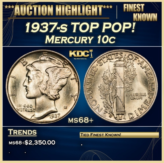 1937-s Mercury Dime TOP POP! 10c ms68+ SEGS