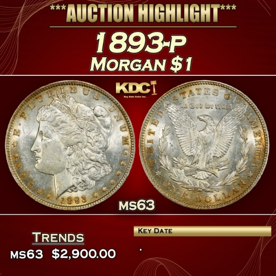 1893-p Morgan Dollar $1 ms63 USCG