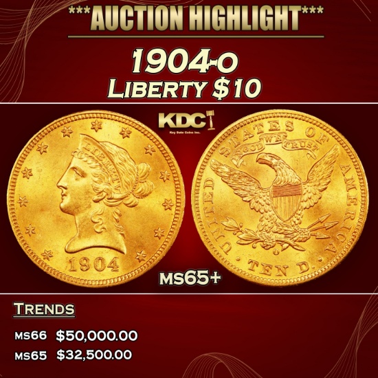 1904-o Gold Liberty Eagle $10 ms65+ SEGS