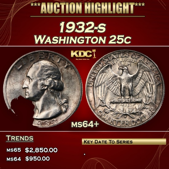 1932-s Washington Quarter 25c ms64+ SEGS