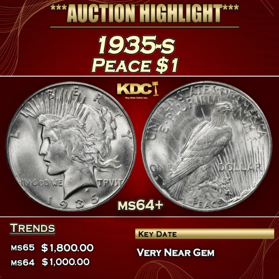1935-s Peace Dollar $1 ms64+ SEGS