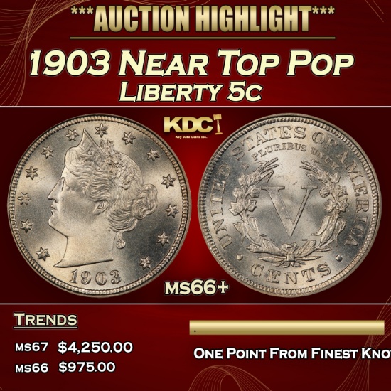 1903 Liberty Nickel Near Top Pop 5c ms66+ SEGS