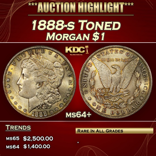 1888-s Morgan Dollar Toned $1 ms64+ SEGS