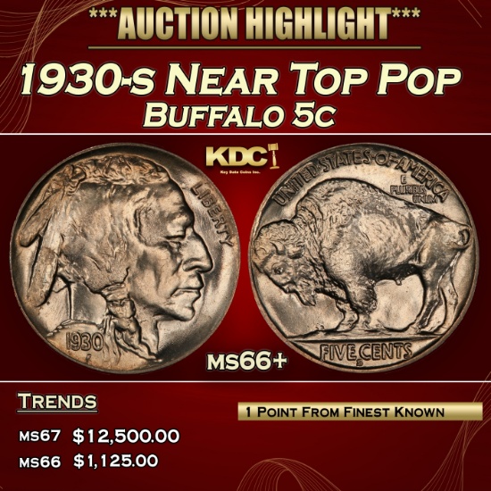 1930-s Buffalo Nickel Near Top Pop 5c ms66+ SEGS