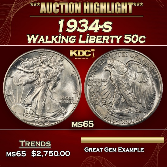 1934-s Walking Liberty Half Dollar 50c ms65 SEGS