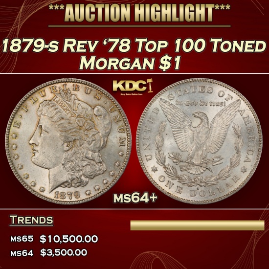 1879-s Rev '78 Top 100 Morgan Dollar Toned $1 ms64+ SEGS