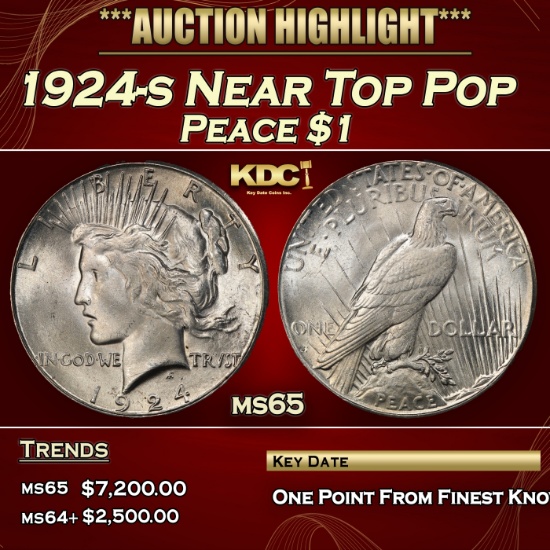 1924-s Peace Dollar Near Top Pop $1 ms65 SEGS
