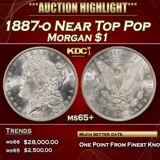 1887-o Morgan Dollar Near Top Pop $1 ms65+ SEGS