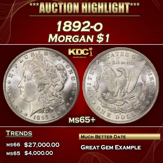 1892-o Morgan Dollar $1 ms65+ SEGS