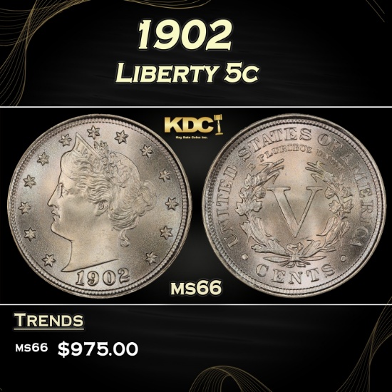 1902 Liberty Nickel 5c ms66 SEGS