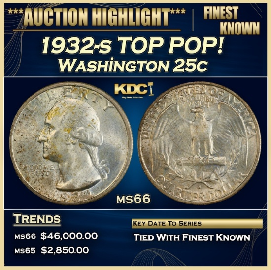 1932-s Washington Quarter TOP POP! 25c ms66 SEGS