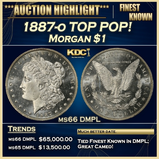 1887-o Morgan Dollar TOP POP! $1 ms66 DMPL SEGS