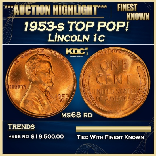 1953-s Lincoln Cent TOP POP! 1c ms68 rd SEGS
