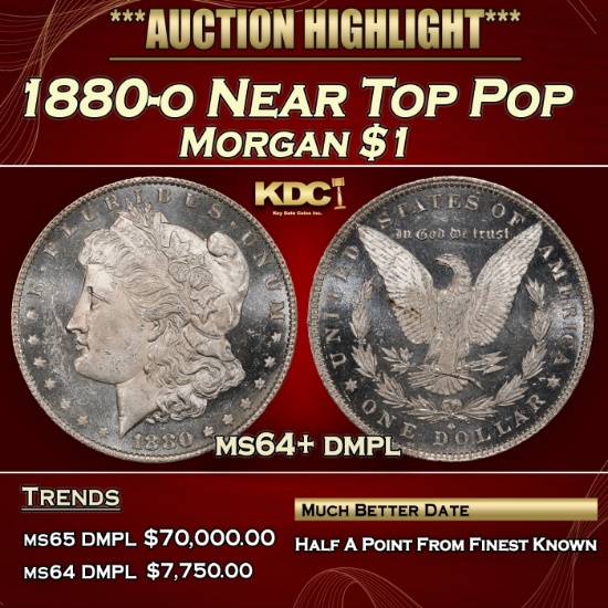 1880-o Morgan Dollar Near Top Pop $1 ms64+ dmpl SEGS