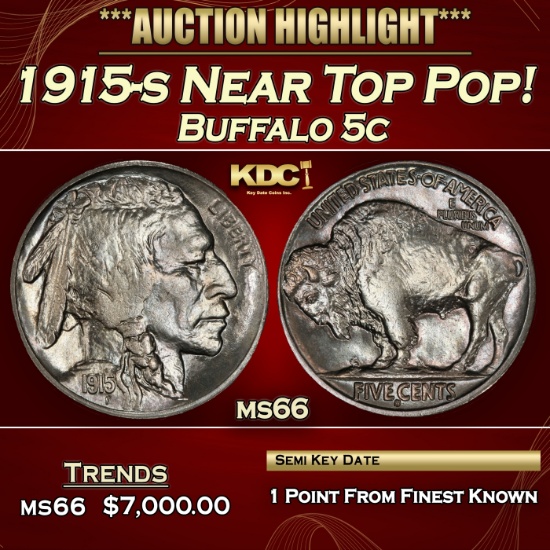 1915-s Buffalo Nickel Near Top Pop! 5c ms66 SEGS