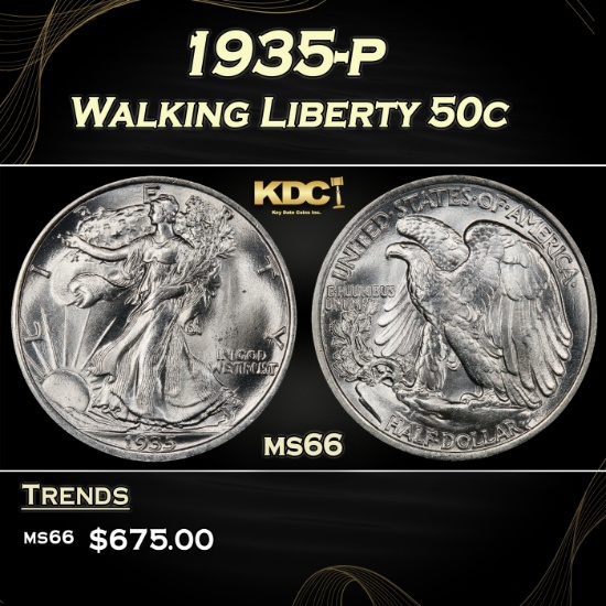 1935-p Walking Liberty Half Dollar 50c Grades ms66