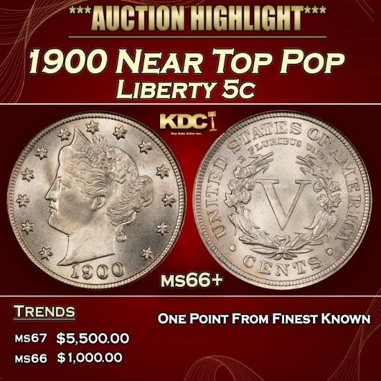 1900 Liberty Nickel Near Top Pop 5c ms66+ SEGS