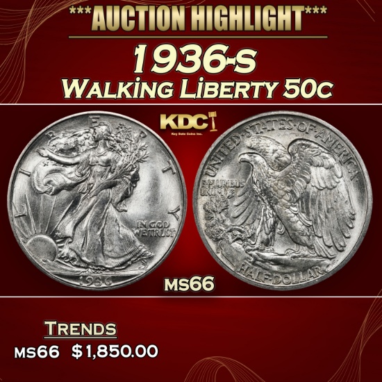 1936-s Walking Liberty Half Dollar 50c ms66 SEGS