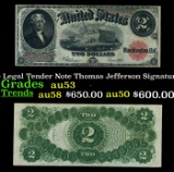 1917 $2 Large Size Legal Tender Note Thomas Jefferson Grades Select AU Signatures Speelman/White