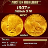 1907-p Gold Indian Eagle $10 ms64+ SEGS