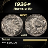 1936-p Buffalo Nickel 5c ms67 SEGS