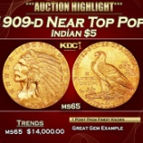1909-d Gold Indian Half Eagle Near Top Pop! $5 ms65 USCG