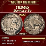 1934-d Buffalo Nickel 5c ms65+ SEGS