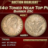 1914-d Barber Quarter Toned Near Top Pop 25c ms66+ SEGS