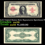 1923 $1 United States Note Grades Choice AU/BU Slider Signatures Speelman/White
