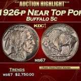 1926-p Buffalo Nickel Near Top Pop 5c ms67 SEGS