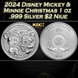 2024 Disney Mickey & Minnie Christmas 1 oz .999 Silver $2 Niue  Round