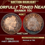 1896 Proof Barber Dime Colorfully Toned Near Top Pop! 10c pr67 cam SEGS