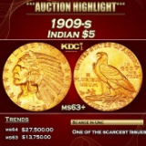 1909-s Gold Indian Half Eagle $5 ms63+ USCG