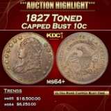 1827 Capped Bust Dime Toned 10c ms64+ SEGS