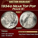 1934-d Peace Dollar Near Top Pop $1 ms66+ SEGS